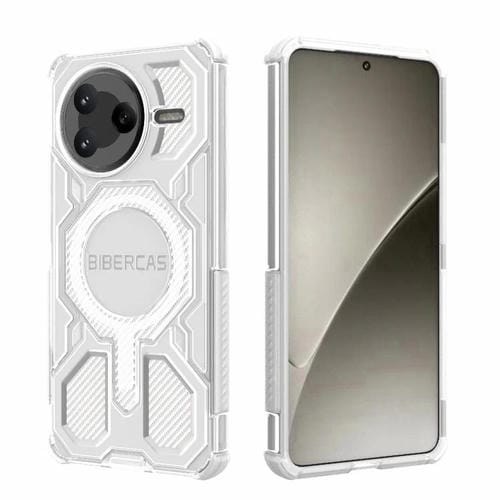 Funda BIBERCAS transparente con diseño de bolsa de aire MagSafe para Redmi K80 (blanca)