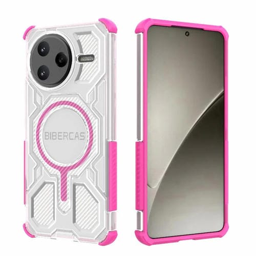 Funda BIBERCAS transparente con protección MagSafe Airbag para Redmi K80 Pro (rosa)