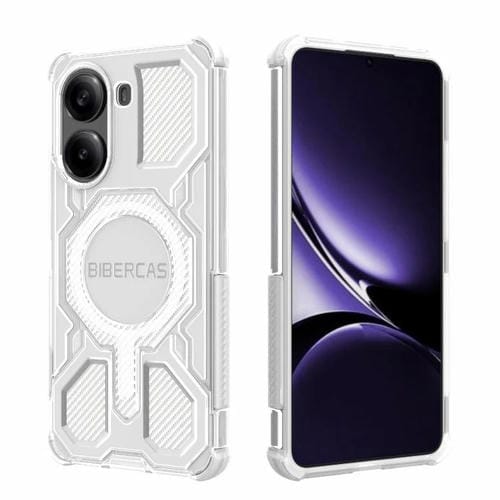 Funda BIBERCAS transparente con protección MagSafe Airbag para Redmi Turbo 4 (blanca)