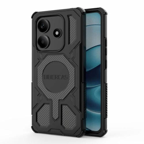 Funda BIBERCAS Real Color Series MagSafe a prueba de golpes para Redmi Note 14 5G (negra)