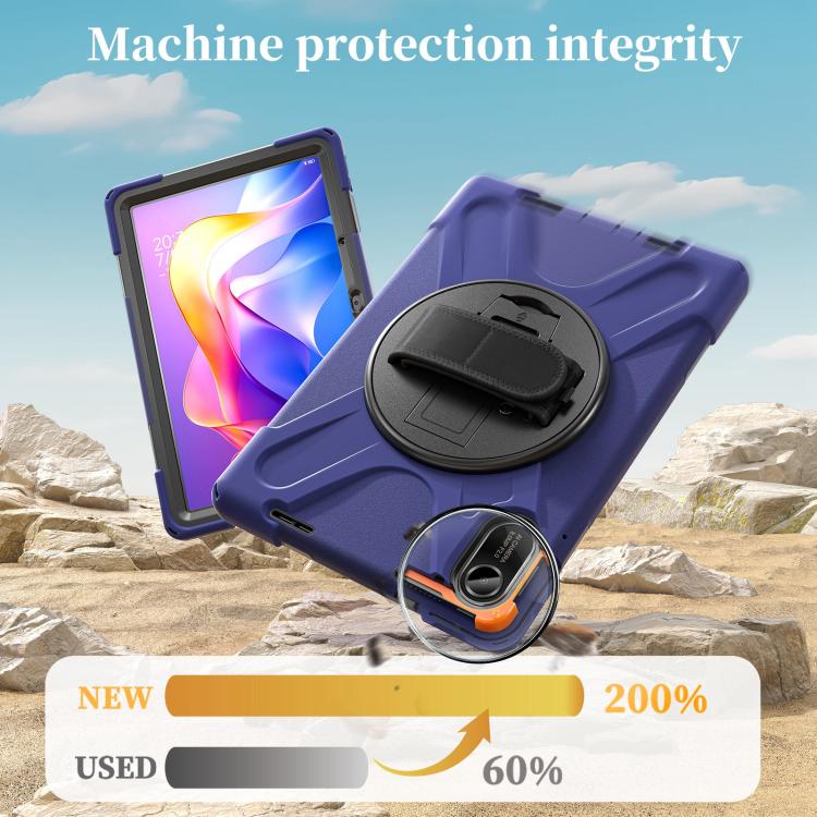 Funda híbrida de silicona con soporte giratorio para tableta Xiaomi Redmi Pad 2 11 2025 y correa para el hombro (azul marino)