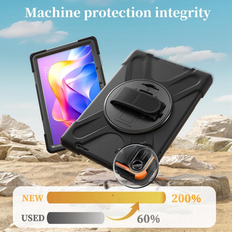 Funda híbrida de silicona con soporte giratorio para tableta Xiaomi Redmi Pad 2 11 2025 y correa para el hombro (negra)