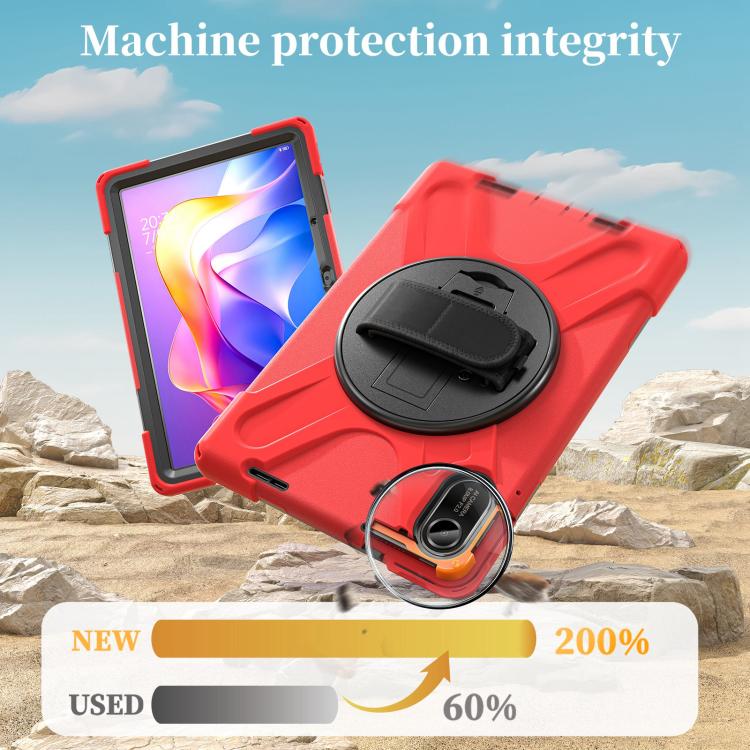 Funda híbrida de silicona con soporte giratorio para tableta Xiaomi Redmi Pad 2 11 2025 y correa para el hombro (roja)