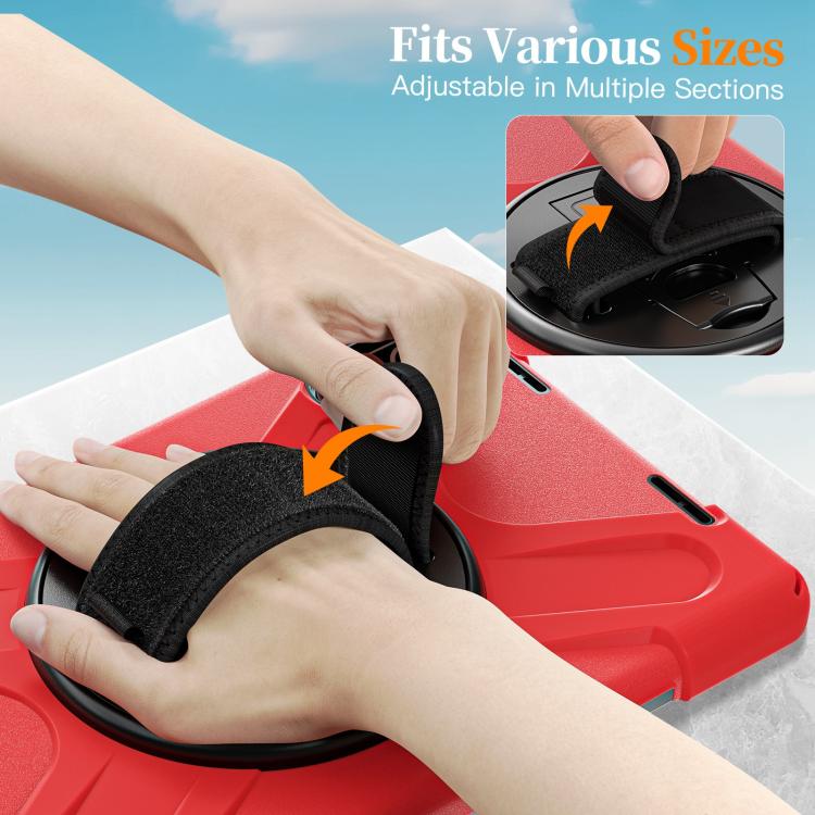 Funda híbrida de silicona con soporte giratorio para tableta Xiaomi Redmi Pad 2 11 2025 y correa para el hombro (roja)