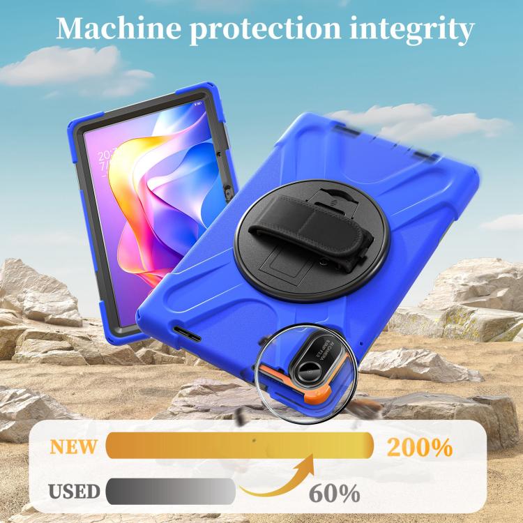 Funda híbrida de silicona con soporte giratorio para tableta Xiaomi Redmi Pad 2 11 2025 y correa para el hombro (azul)