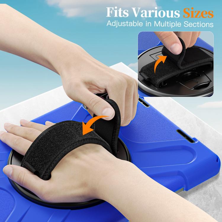 Funda híbrida de silicona con soporte giratorio para tableta Xiaomi Redmi Pad 2 11 2025 y correa para el hombro (azul)