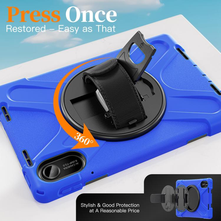 Funda híbrida de silicona con soporte giratorio para tableta Xiaomi Redmi Pad 2 11 2025 y correa para el hombro (azul)