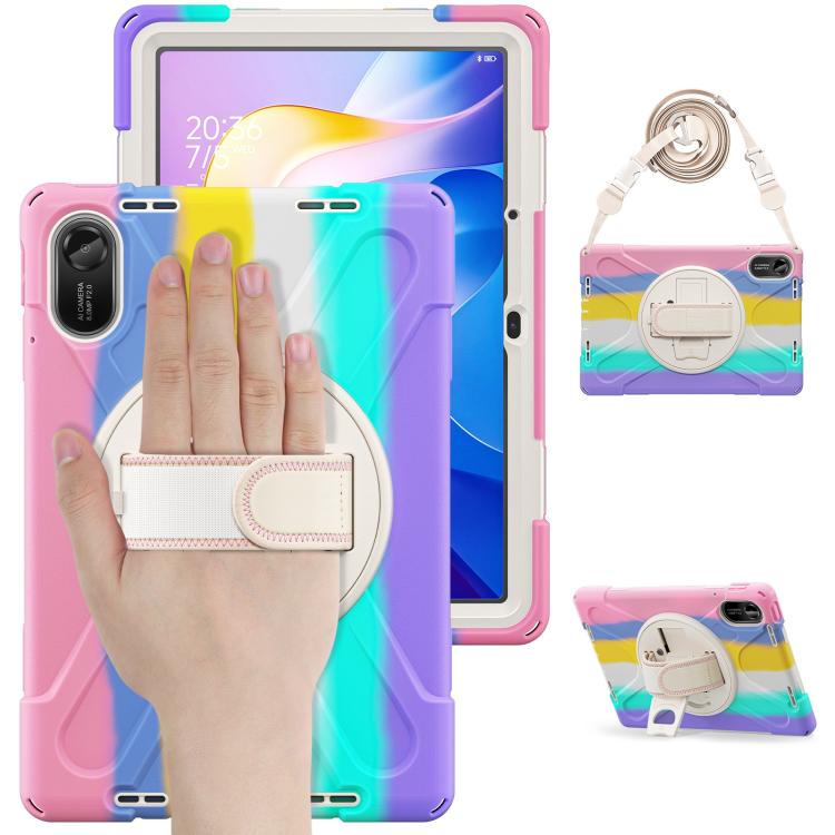 Funda híbrida de silicona con soporte giratorio para tableta Xiaomi Redmi Pad 2 11 2025 y correa para el hombro (rosa)