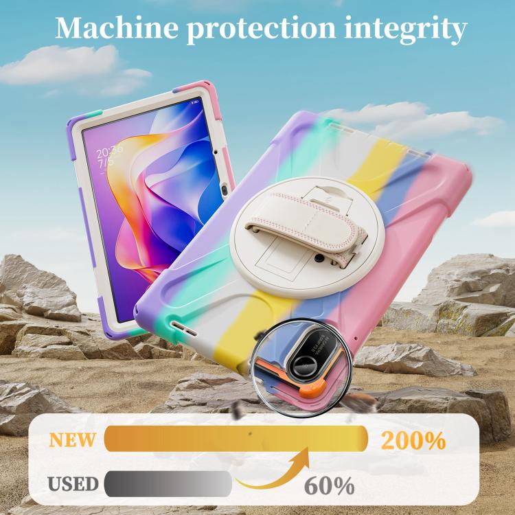 Funda híbrida de silicona con soporte giratorio para tableta Xiaomi Redmi Pad 2 11 2025 y correa para el hombro (rosa)