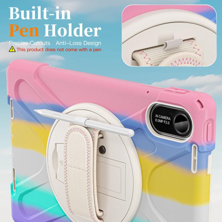 Funda híbrida de silicona con soporte giratorio para tableta Xiaomi Redmi Pad 2 11 2025 y correa para el hombro (rosa)