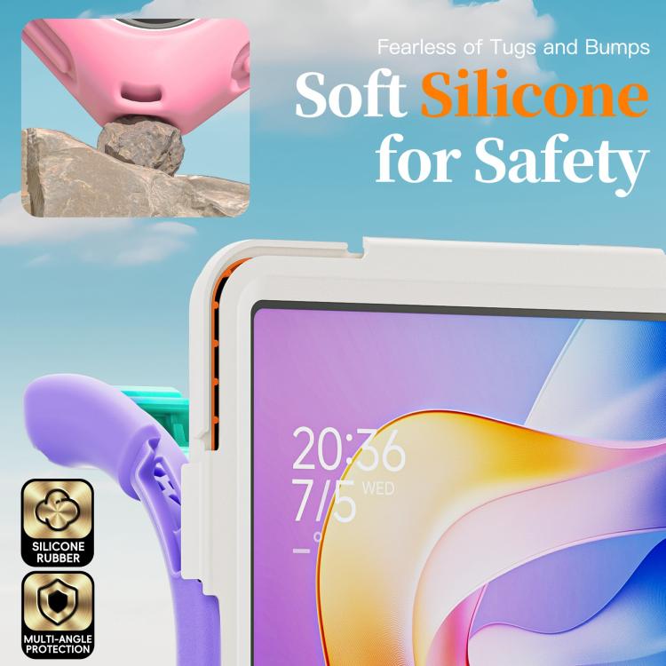 Funda híbrida de silicona con soporte giratorio para tableta Xiaomi Redmi Pad 2 11 2025 y correa para el hombro (rosa)