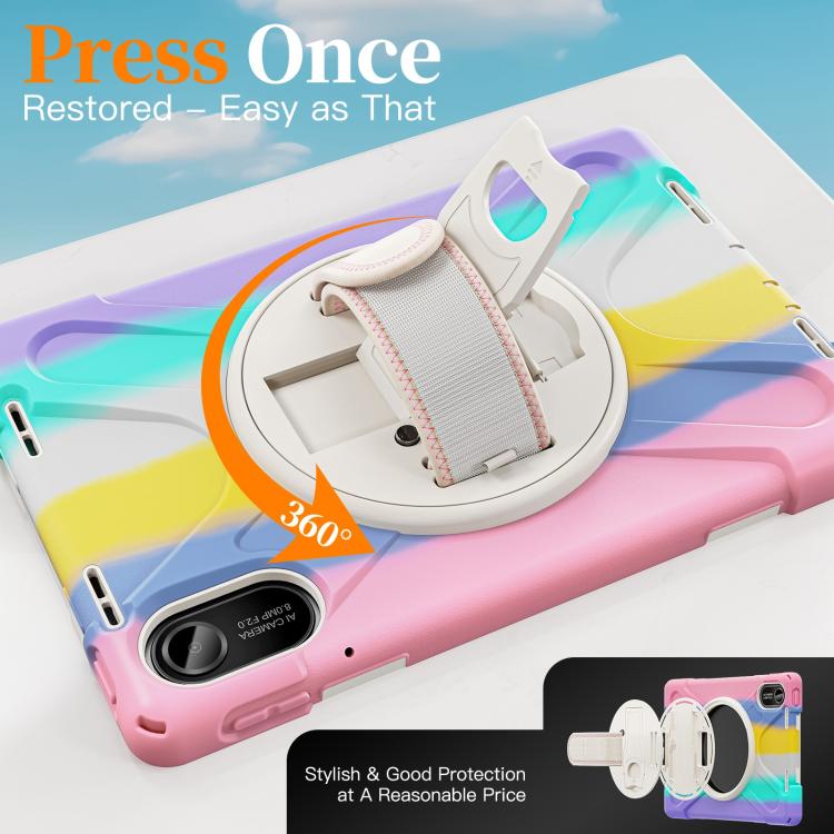 Funda híbrida de silicona con soporte giratorio para tableta Xiaomi Redmi Pad 2 11 2025 y correa para el hombro (rosa)
