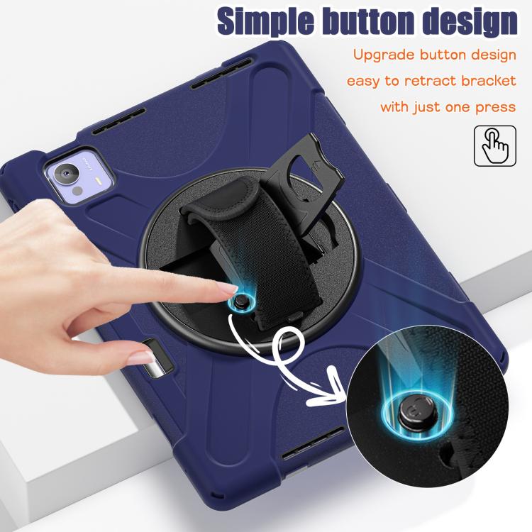 Funda híbrida de silicona para tableta Xiaomi Pad 7 Ultra con soporte giratorio y correa para el hombro (azul marino)