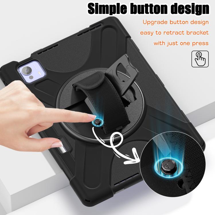 Funda híbrida de silicona con soporte giratorio para tableta Xiaomi Pad 7 Ultra y correa para el hombro (negra)