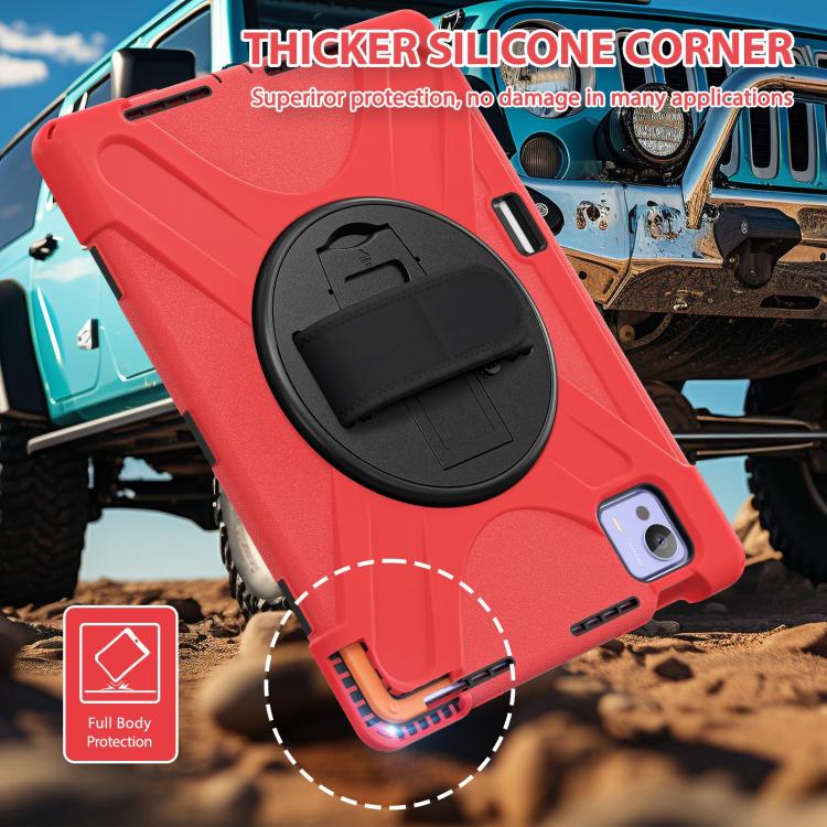 Funda híbrida de silicona con soporte giratorio para tableta Xiaomi Pad 7 Ultra y correa para el hombro (roja)
