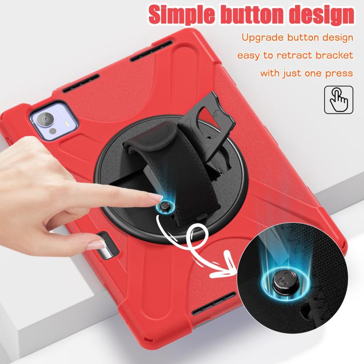 Funda híbrida de silicona con soporte giratorio para tableta Xiaomi Pad 7 Ultra y correa para el hombro (roja)