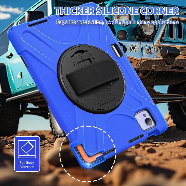 Funda híbrida de silicona con soporte giratorio para tableta Xiaomi Pad 7 Ultra y correa para el hombro (azul)
