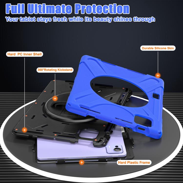 Funda híbrida de silicona con soporte giratorio para tableta Xiaomi Pad 7 Ultra y correa para el hombro (azul)