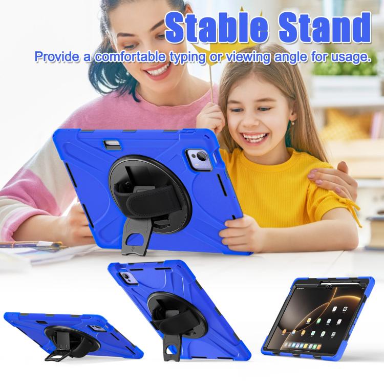 Funda híbrida de silicona con soporte giratorio para tableta Xiaomi Pad 7 Ultra y correa para el hombro (azul)