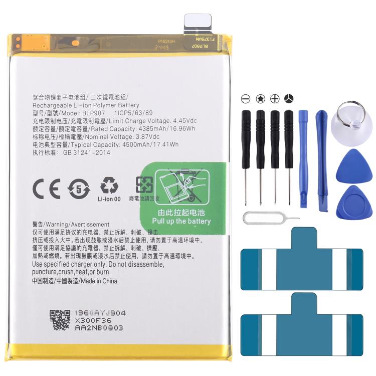 Reemplazo de batería BLP907 de 4500 mAh para OPPO Reno7 Z / 8 Z / 8 Lite 5G