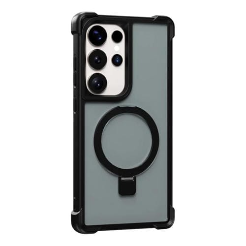 Funda para Samsung Galaxy S25 Ultra 5G con soporte MagSafe de cuatro esquinas a prueba de golpes (negra)