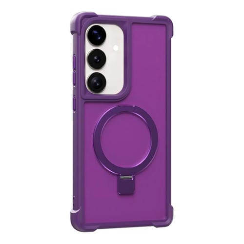 Funda para Samsung Galaxy S25+ / S24+ 5G con soporte MagSafe de cuatro esquinas a prueba de golpes (morado)