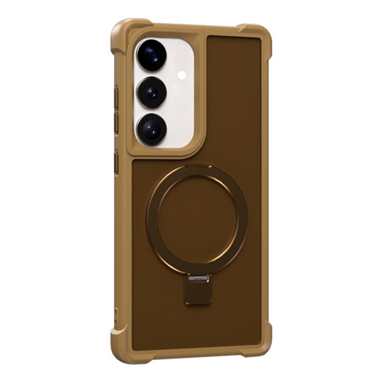 Funda para Samsung Galaxy S25+ / S24+ 5G con soporte MagSafe de cuatro esquinas a prueba de golpes (dorada)
