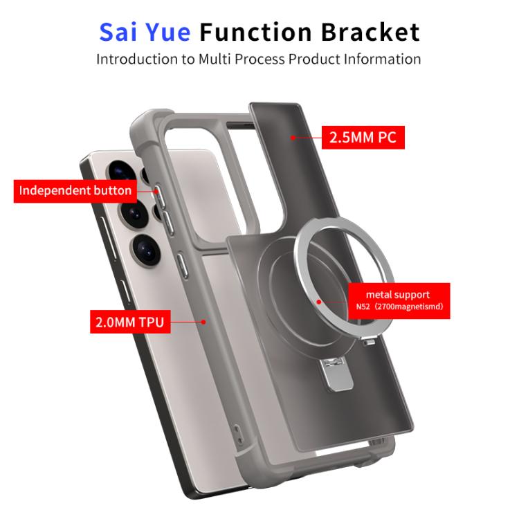Funda para Samsung Galaxy S25 Ultra 5G con soporte MagSafe de cuatro esquinas a prueba de golpes (azul)