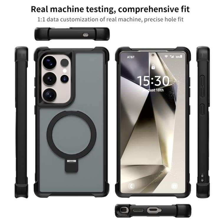 Funda para Samsung Galaxy S23 Ultra 5G con soporte MagSafe de cuatro esquinas a prueba de golpes (negra)