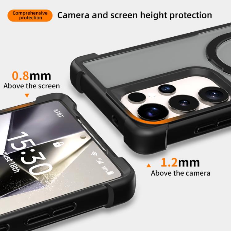 Funda para Samsung Galaxy S24 Ultra 5G con soporte MagSafe de cuatro esquinas a prueba de golpes (negra)