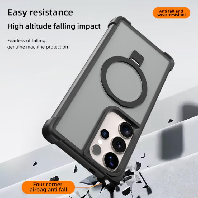 Funda MagSafe de cuatro esquinas a prueba de golpes para Samsung Galaxy S25/S24 5G (gris)