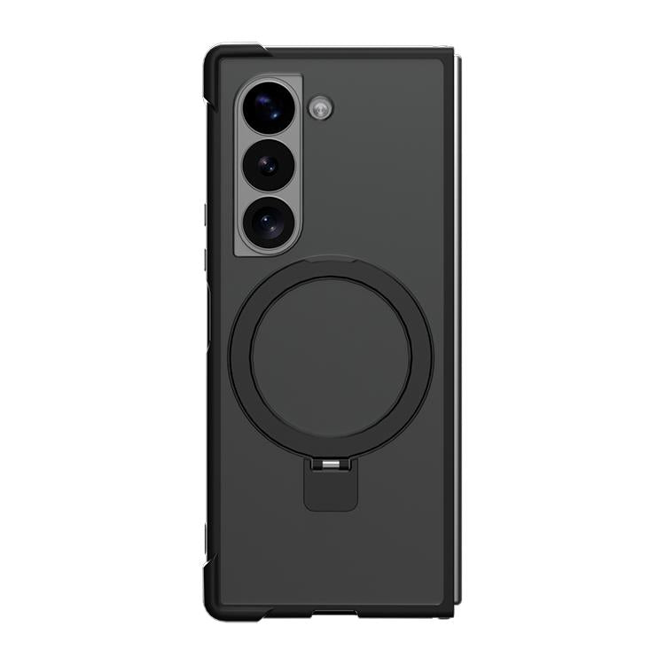 Funda para Samsung Galaxy Z Fold6 con soporte MagSafe de cuatro esquinas a prueba de golpes (negro)