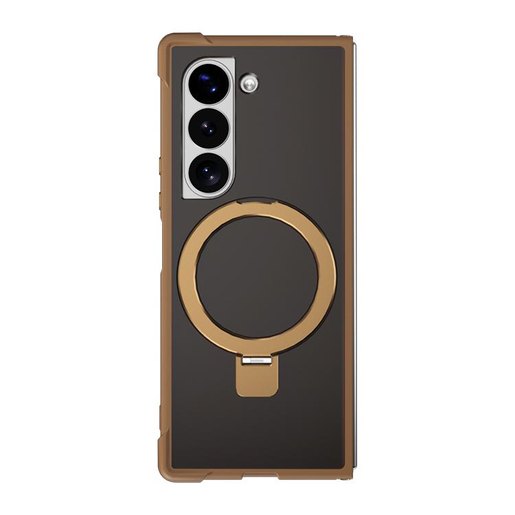 Funda para Samsung Galaxy Z Fold5 con soporte MagSafe de cuatro esquinas a prueba de golpes (dorada)