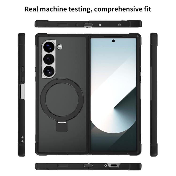 Funda para Samsung Galaxy Z Fold4 con soporte MagSafe de cuatro esquinas a prueba de golpes (gris)