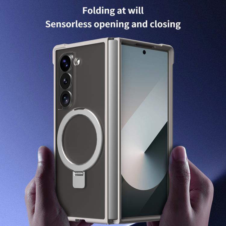 Funda para Samsung Galaxy Z Fold6 con soporte MagSafe de cuatro esquinas a prueba de golpes (azul)