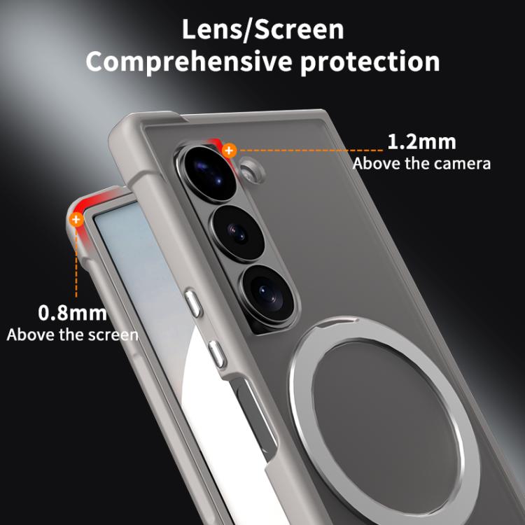 Funda para Samsung Galaxy Z Fold5 con soporte MagSafe de cuatro esquinas a prueba de golpes (morado)