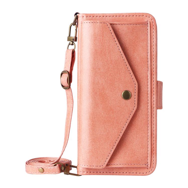 Funda de piel de vacuno cruzada con ranuras para múltiples tarjetas para Samsung Galaxy Z Fold3 5G (rosa)