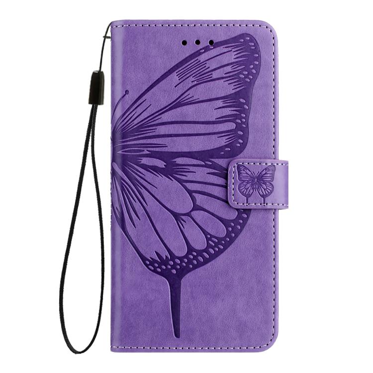 Funda de piel con diseño de mariposa en relieve para Samsung Galaxy XCover7 Pro (morado claro)