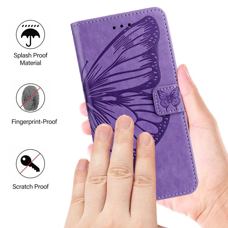Funda de piel con diseño de mariposa en relieve para Samsung Galaxy XCover7 Pro (morado claro)