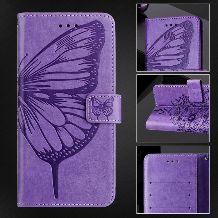 Funda de piel con diseño de mariposa en relieve para Samsung Galaxy XCover7 Pro (morado claro)