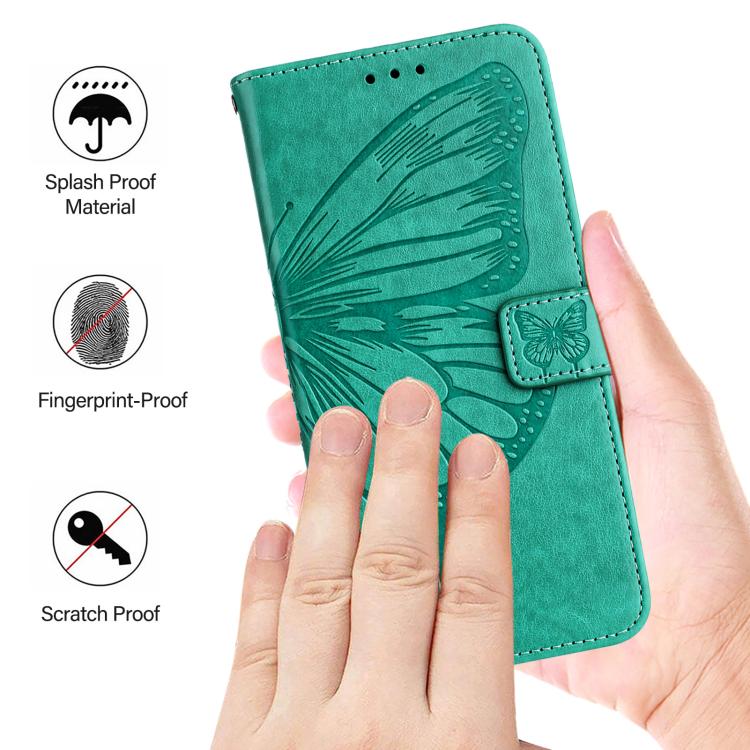 Funda de piel con diseño de mariposa en relieve para Samsung Galaxy XCover7 Pro (verde)