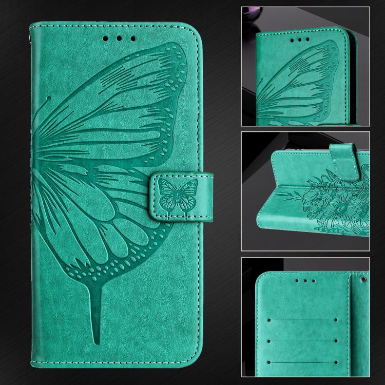 Funda de piel con diseño de mariposa en relieve para Samsung Galaxy XCover7 Pro (verde)