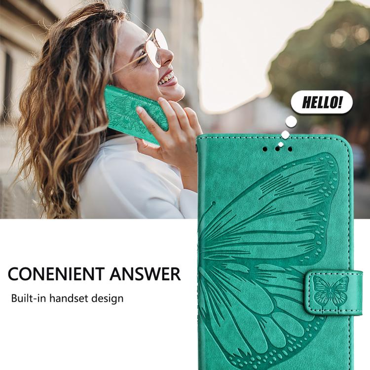 Funda de piel con diseño de mariposa en relieve para Samsung Galaxy XCover7 Pro (verde)
