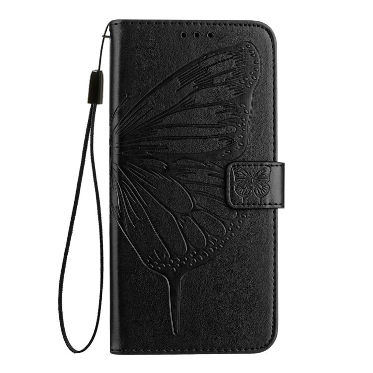 Funda de piel con diseño de mariposa en relieve para Samsung Galaxy XCover7 Pro (negra)