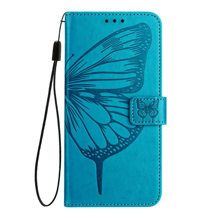 Funda de piel con diseño de mariposa en relieve para Samsung Galaxy XCover7 Pro (azul)