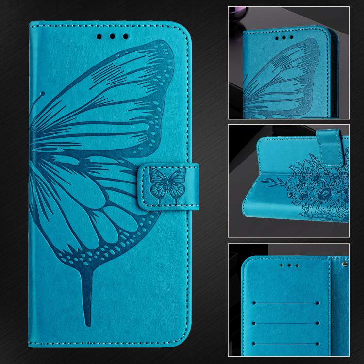 Funda de piel con diseño de mariposa en relieve para Samsung Galaxy XCover7 Pro (azul)