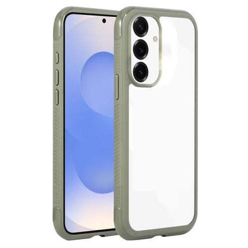 Funda de acrílico TPU transparente con borde liso para Samsung Galaxy S25+/S24+ 5G (verde militar)