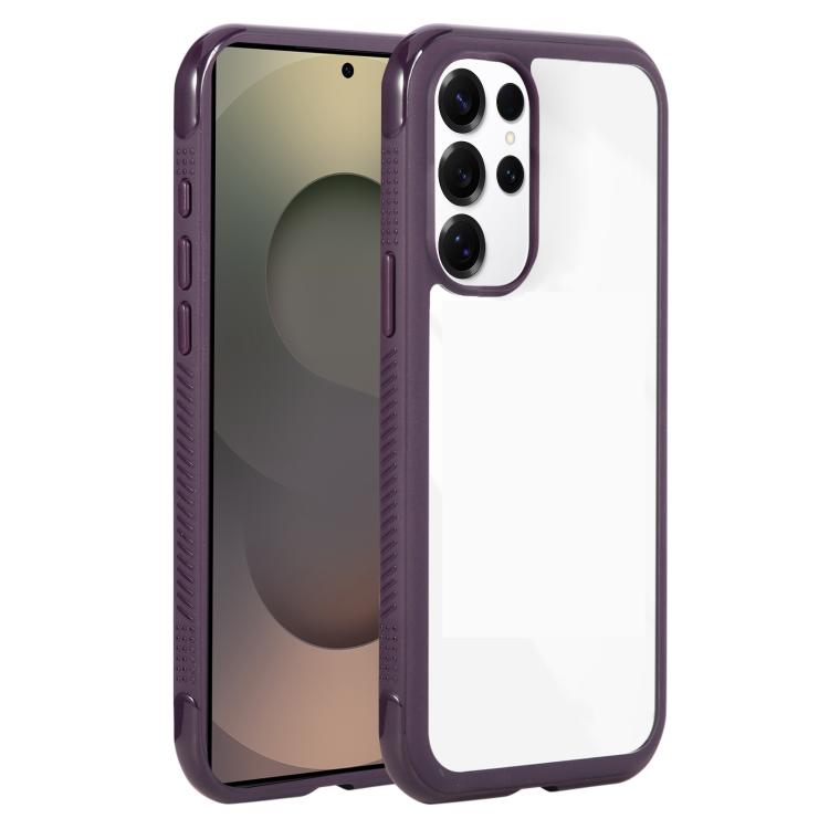 Funda de acrílico TPU transparente con borde liso para Samsung Galaxy S25 Ultra/S24 Ultra 5G (morado oscuro)