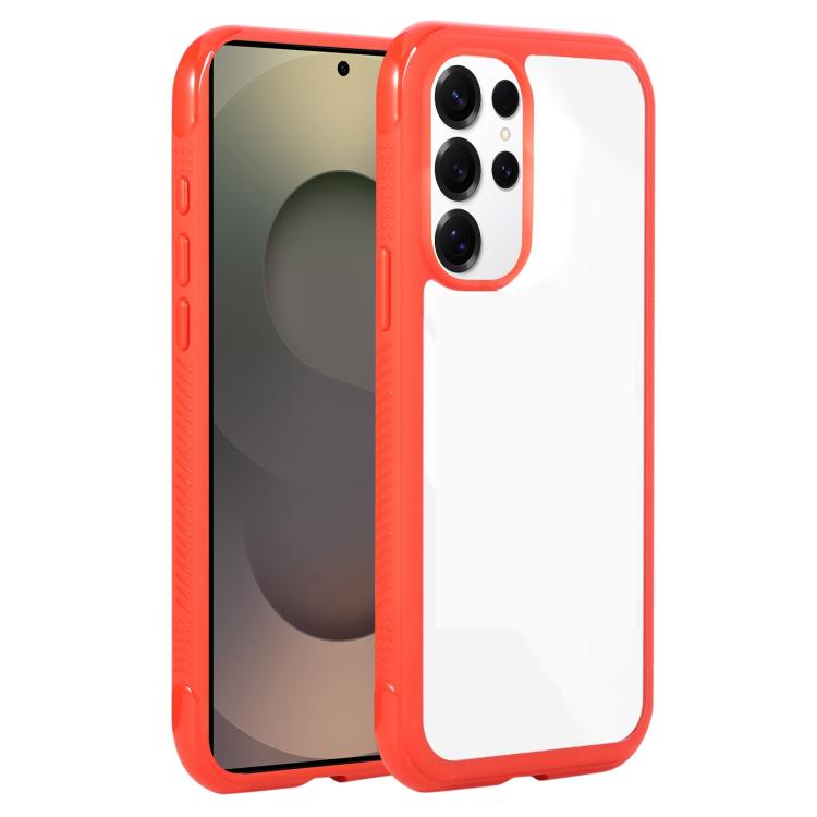 Funda de acrílico TPU transparente con borde liso para Samsung Galaxy S25 Ultra/S24 Ultra 5G (rojo)