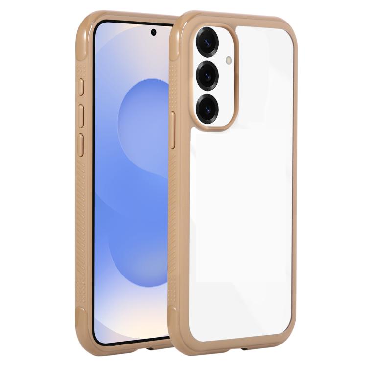 Funda de acrílico TPU transparente con borde liso para Samsung Galaxy S25/S24 5G (marrón)